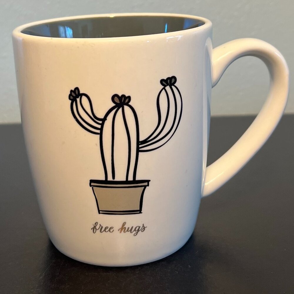 American Atelier FREE HUGS Cacti Cactus Stoneware Mug Succulent Plant Lover 14oz